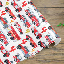 fireman fire truck wrapping paper