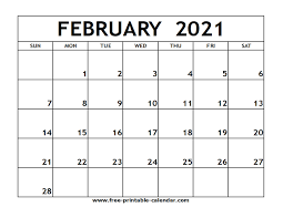 Valentine's day and presidents' day. February 2021 Printable Calendar Free Printable Calendar Com