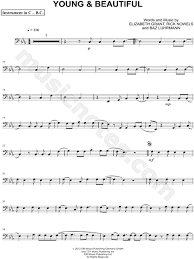 Will you still love me when i'm no longer beautiful? Lana Del Rey Young Beautiful Bass Clef Instrument Sheet Music Cello Trombone Bassoon Baritone Horn Or Double Bass In C Minor Download Print Sku Mn0118619