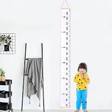 Aukuk Baby Height Growth Chart Ruler Kids Roll Up Canvas Height Chart Removable Wall Hanging Measurement Chart Wall Decor With Wood Frame For Kids