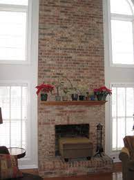 To Ceiling Brick Fireplace Makeover