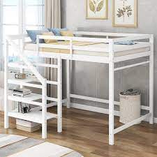 Qualler White Full Size Loft Bed With