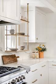 Wood And Brass Kitchen Wall Shelves