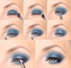 dark blue glitter makeup step by step