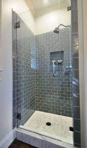 Simple Grey Glass Subway Tile Shower