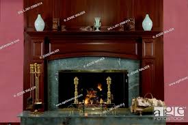 Fireplaces Cherry Wood Mantel And Green