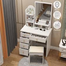 fufu a 5 drawers white makeup vanity