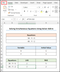 Solve Simultaneous Equations In Excel