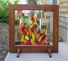 Stained Glassmission Fireplace Screen