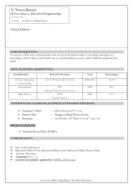Electrical Engineer Fresher Resume Templates At