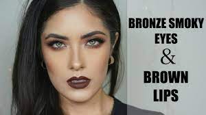 bronze smoky eyes brown lipstick