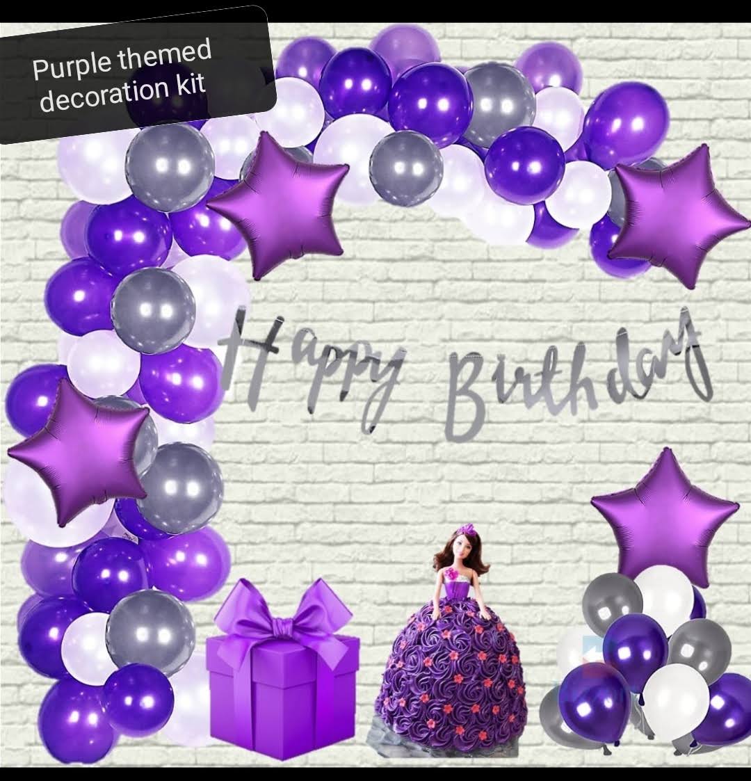 Purple Theme Birthday Decoration Kit | Balloons & Foil product image