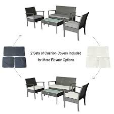 patio furniture set with 4 pcs in black