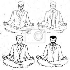 Geschäftsmann meditation, vektor geschäftsmann silhouette, geschäftsmann  leinwandbilder • bilder während, skizziert, Nirvana | myloview.de