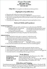 Medical Assistant Resume Objective Example Assistants Entry Level