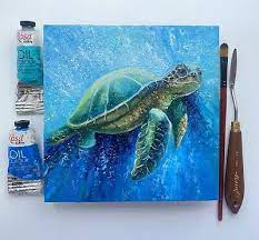 Original Oil Painting Sea Turtle Art