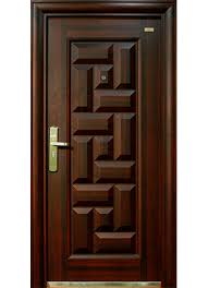 safety steel door with wooden finish