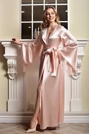 solid long satin nightgown women