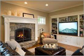 Living Room With Fireplace And Tv On