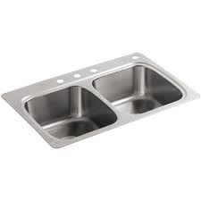 50 100 kitchen cabinets kitchen the home depot. Kohler Verse Drop In Stainless Steel 33 In 4 Hole Double Bowl Kitchen Sink K Rh5267 4 Na The Home Depot