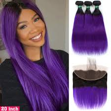 The prettiest pastel purple hair ideas. Dark Roots Purple Straight Hair Bundles With Frontal Pre Plucked Non Remy Brazilian Ombre Human Hair Weave Bundles With Frontals 3 4 Bundles With Closure Aliexpress