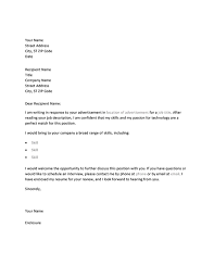Sample Cover Letter In Response To A Technical Position