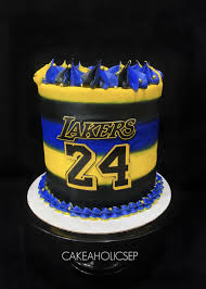 This particular cake is a bit simpler in its icing technique, as you'r working with buttercream frosting and not fondant and hand painting techniques, but the decor and the way it's been embellished with edible toadstools and a sprinkling of icing sugar morning frost on top is nothing short of stunning. Lakers Kobe 24 Cake Cake Mini Cakes Basketball Birthday Cake