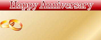 Happy Anniversary Red Banner Gold Rings Design Small Personalised