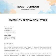 maternity resignation letter template