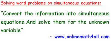 word problems on simultaneous equations
