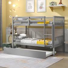 gray twin over twin size bunk beds
