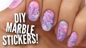diy water marble nail stickers with a