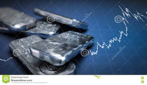 Silver Bullion Bars And Price Chart Editorial Image