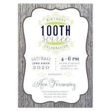 Any Color Aged Wood Scroll Photo 100th Birthday Invitations Paperstyle