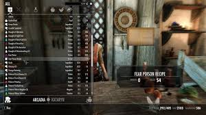 all skyrim alchemy recipes for potions