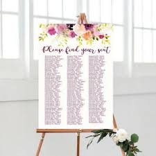 Details About Printable Custom Personalised Wedding Seating Chart Alphabetical A Z
