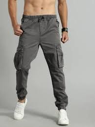 solid navy blue mens cargo joggers