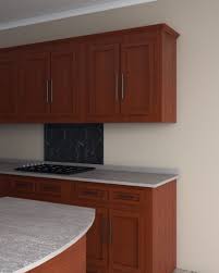 with cherry wood cabinets