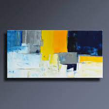 Abstract Painting Blue Yellow Gray