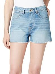 Buffalo Jeans Women's High Rise Relaxed Goldie Mid Blue Sanded Shorts - Size: 33