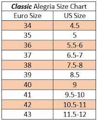 Image Result For Alegria Shoe Size Chart Shoe Size Chart