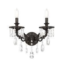 Shop Milano 2 Light Wall Sconce Antique Silver Clear Spectra Crystal One Size Overstock 32330225