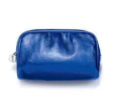 make your case metallic blue makeup bag