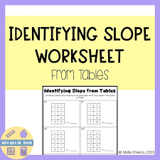 identifying slope from tables worksheet