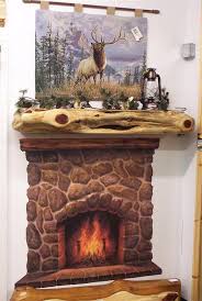 Rustic Log Wood Mantel For Fireplace