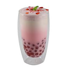 hot strawberry boba milk with