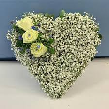 All of our designes can be carefully customise to make ordering funeral flowers that little bit more personal. Gypsophila Heart Funeral Flowers Reading