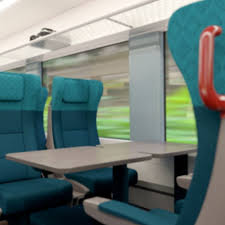 maya train seats in train car travel