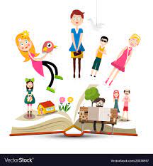 Book with characters - people reading books Vector Image