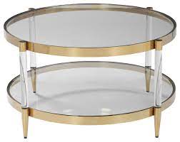 Coffee Table Round Acrylic Gold Glass